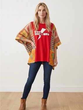 Handcrafted Upcycled FOO FIGHTERS Kantha Tunic NWT One Size